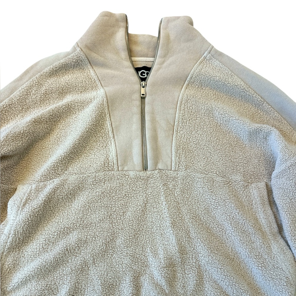 Ugg Elena Half Zip French Terry Pullover Sweatshirt in Cream - Picture 7 of 13